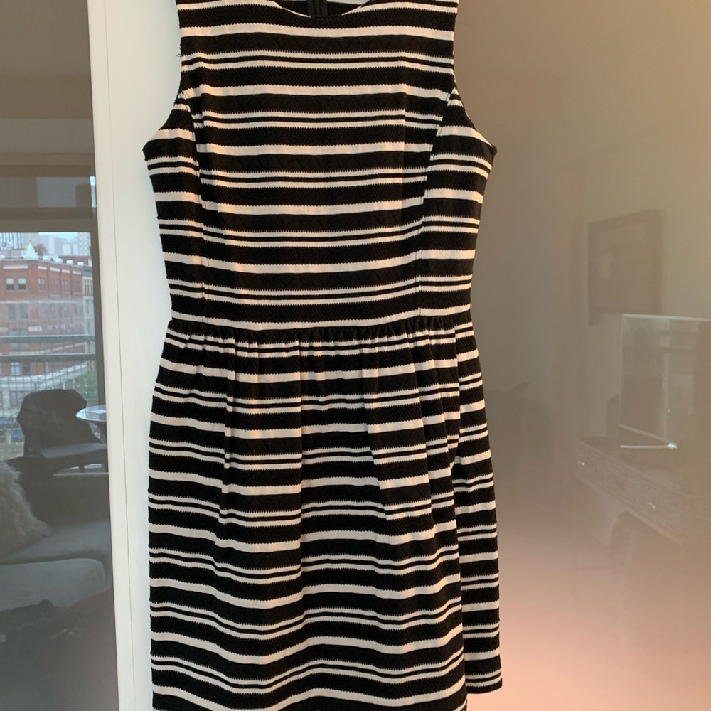 J Crew dress.  Size XS. Black/Cream stripe